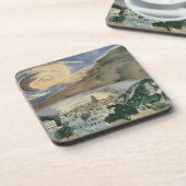 Moon Over Barcelona door Walter Gramatte Bier Onderzetter (Linkerzijde)