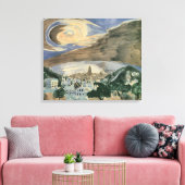 Moon Over Barcelona door Walter Gramatte Canvas Afdruk (Insitu (Woonkamer))