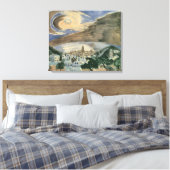Moon Over Barcelona van Walter Gramatte Canvas Afdruk (Insitu (Slaapkamer))