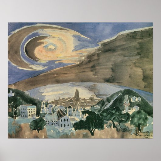 Moon Over Barcelona van Walter Gramatte Poster (Voorkant)