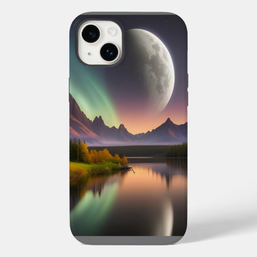 Moon over berglandschap Case-Mate iPhone case (Achterkant)