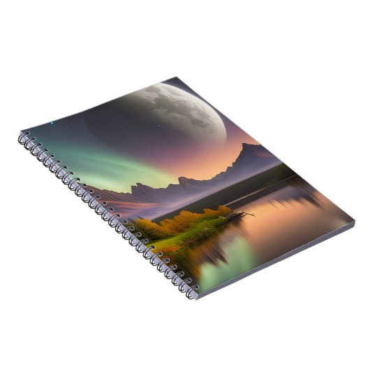 Moon over berglandschap notitieboek (Rechterzijde)