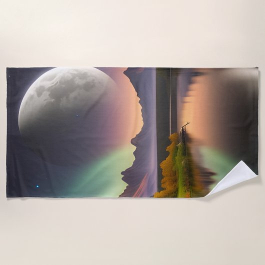 Moon over berglandschap strandlaken (Voorkant)