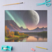 Moon over berglandschap tissuepapier (Craft)