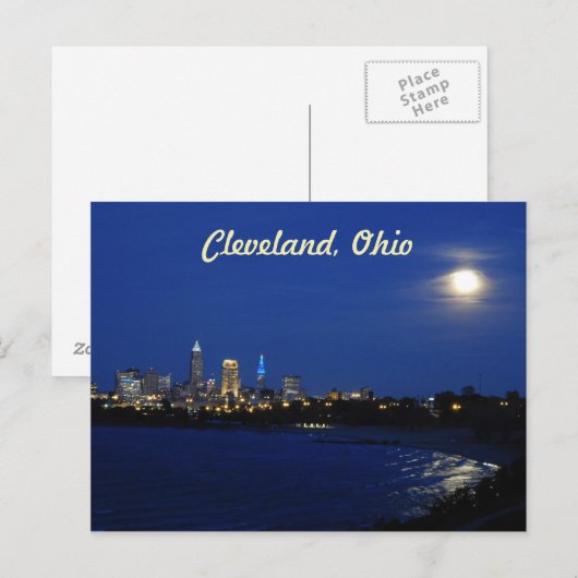 Moon over Cleveland Briefkaart (Voorkant / Achterkant)