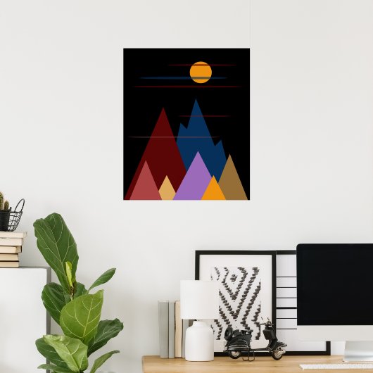 Moon over de bergen #2 poster (Thuiskantoor)