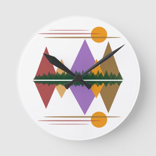 Moon over de bergen #4 ronde klok (Voorkant)