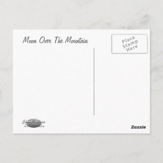 MOON OVER DE MOUNTAE BRIEFKAART (Achterkant)