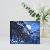 Moon over de sneeuwvloerboom en de kust van het ze briefkaart (Staand voorkant)