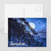 Moon over de sneeuwvloerboom en de kust van het ze briefkaart (Voorkant / Achterkant)