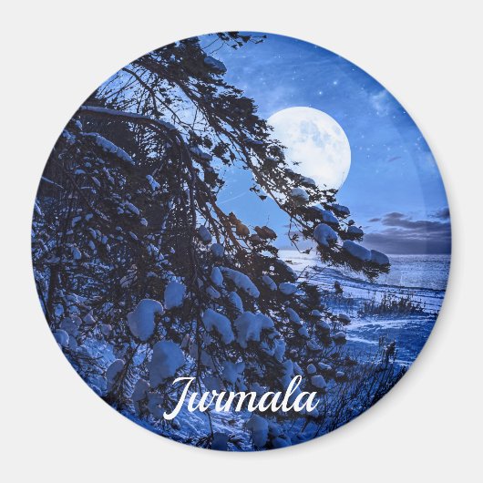 Moon over de sneeuwvloerboom en de kust van het ze magneet (Voorkant)