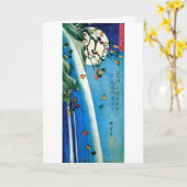 Moon over een waterval, Hiroshige, Ukiyo-e Kaart (Gele Bloem)