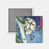 Moon over een waterval, Hiroshige, Ukiyo-e Magneet (Voorkant / Achterkant)