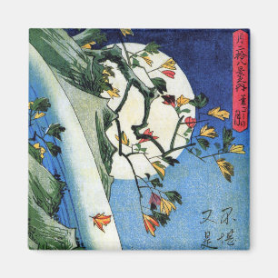 Moon over een waterval, Hiroshige, Ukiyo-e Magneet