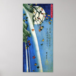 Moon over een waterval, Hiroshige, Ukiyo-e Poster