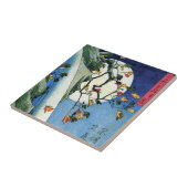 Moon over een waterval, Hiroshige, Ukiyo-e Tegeltje (Zijkant)