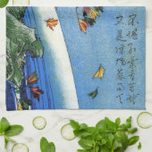 Moon over een waterval, Hiroshige, Ukiyo-e Theedoek (Gevouwen)