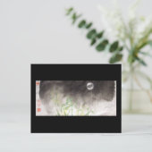 Moon Over Grass Black Briefkaart (Staand voorkant)
