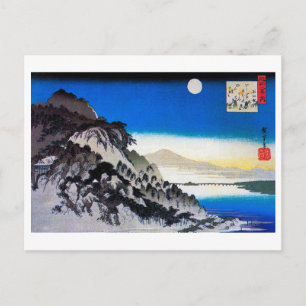 Moon over het berglandschap, Hiroshige, Ukiyo-e Briefkaart