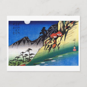 Moon over het berglandschap, Hiroshige, Ukiyo-e Briefkaart