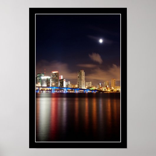 Moon over Miami skyline - Poster (Voorkant)