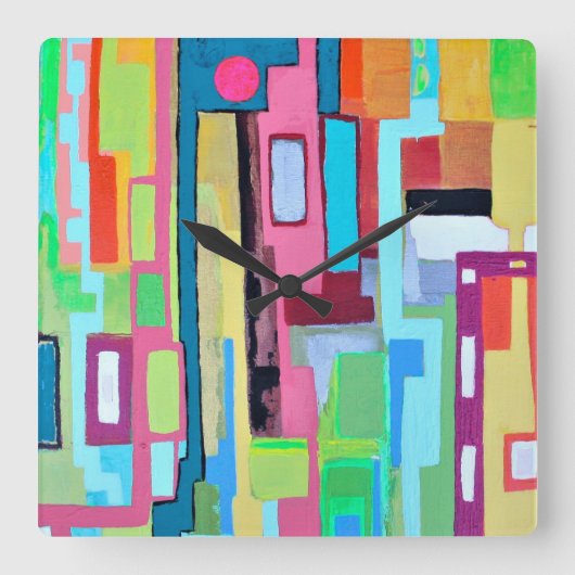 Moon Over Miami Wall Clock Vierkante Klok (Voorkant)
