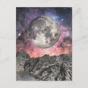 Moon Over Mountain Lake Briefkaart
