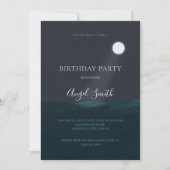 Moon over Ocean Birthday Party Invitation Kaart (Voorkant)