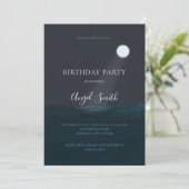 Moon over Ocean Birthday Party Invitation Kaart (Staand voorkant)