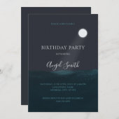 Moon over Ocean Birthday Party Invitation Kaart (Voorkant / Achterkant)