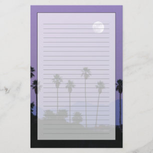 Moon over palmbomen in de schemering, Hollywood Briefpapier