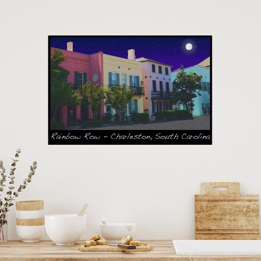 Moon over Rainbow Row Poster (Keuken)