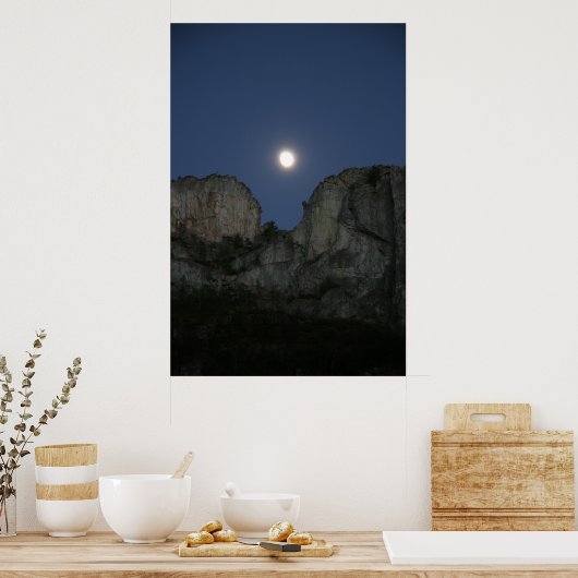 Moon Over Seneca Rock, West Virginia Poster (Keuken)