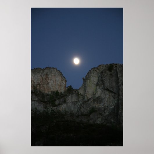 Moon Over Seneca Rock, West Virginia Poster (Voorkant)