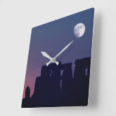 Moon Over Stonehenge | Wiltshire, Engeland Vierkante Klok (Hoek)