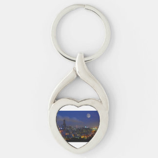 Moon Over The City - Elegante nachtelijke Sleutelh Sleutelhanger