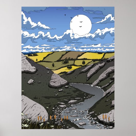 Moon Over The Valley Poster (Voorkant)
