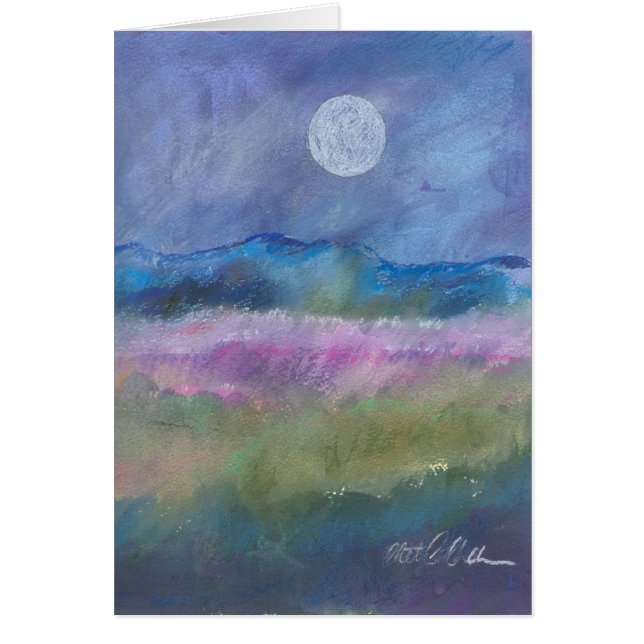 Moon over woestijngebied. (Voorkant)