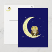 Moon owl middernacht koffie briefkaart (Voorkant / Achterkant)