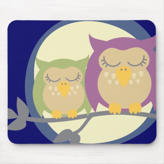Moon Owls Mouse Mat Muismat (Voorkant)