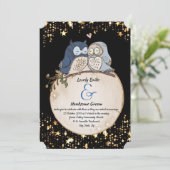 Moon Owls Waterverf Wedding Invitation Kaart (Staand voorkant)