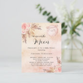 Moon pampas blush budget baby shower uitnodiging (Staand voorkant)