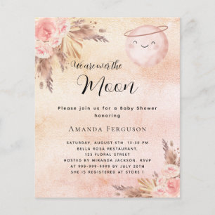 Moon pampas blush budget baby shower uitnodiging