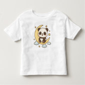 Moon Panda - Schattigee panda zittend op de halve  Kinder Shirts (Voorkant)