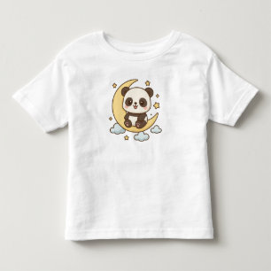 Moon Panda - Schattigee panda zittend op de halve Kinder Shirts