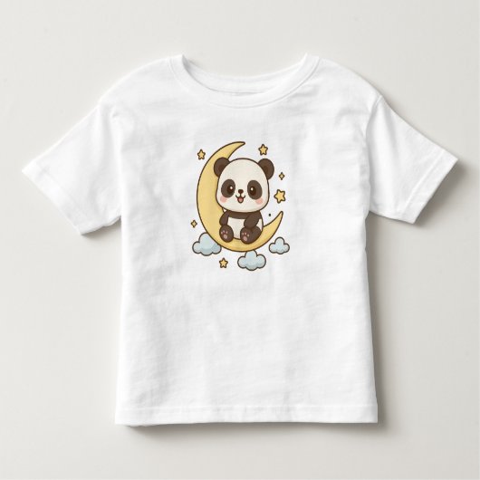 Moon Panda - Schattigee panda zittend op de halve  Kinder Shirts (Voorkant)