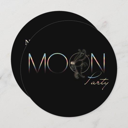 Moon Party - Uitnodiging Kaart (Voorkant / Achterkant)