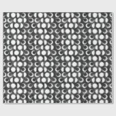 Moon Phase Black en White Celestial Cadeaupapier (Vlak)