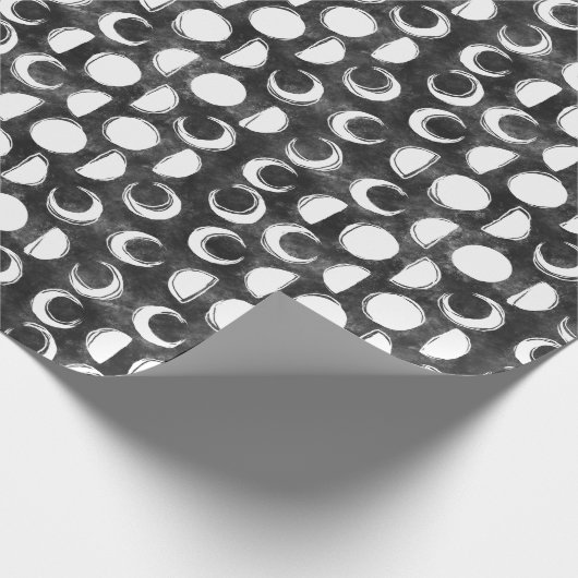 Moon Phase Black en White Celestial Cadeaupapier (Hoek)