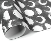 Moon Phase Black en White Celestial Cadeaupapier (Rol Hoek)